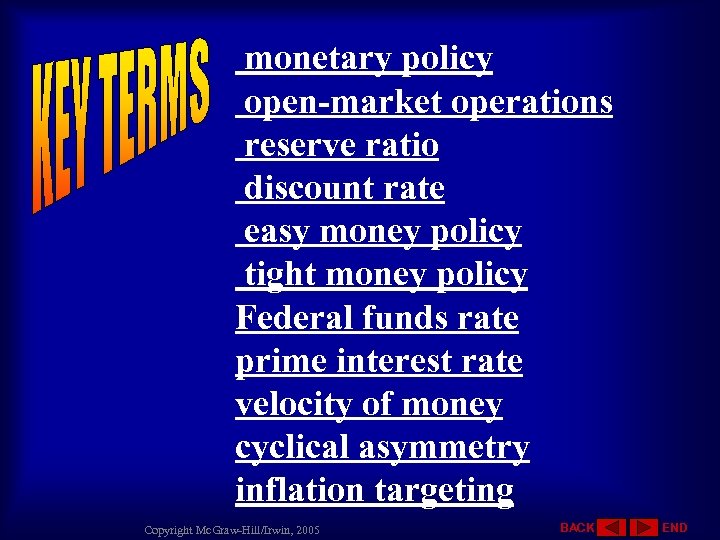 monetary policy open-market operations reserve ratio discount rate easy money policy tight money policy