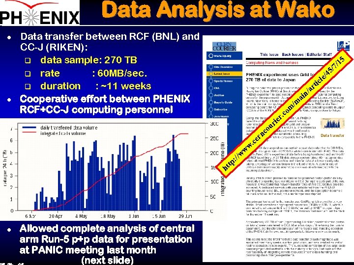 Data Analysis at Wako l l Data transfer between RCF (BNL) and CC-J (RIKEN):