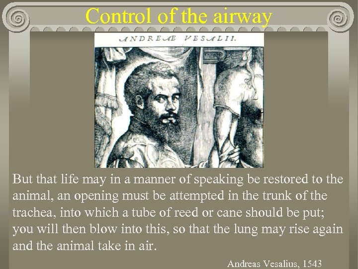 Control of the airway But that life may in a manner of speaking be