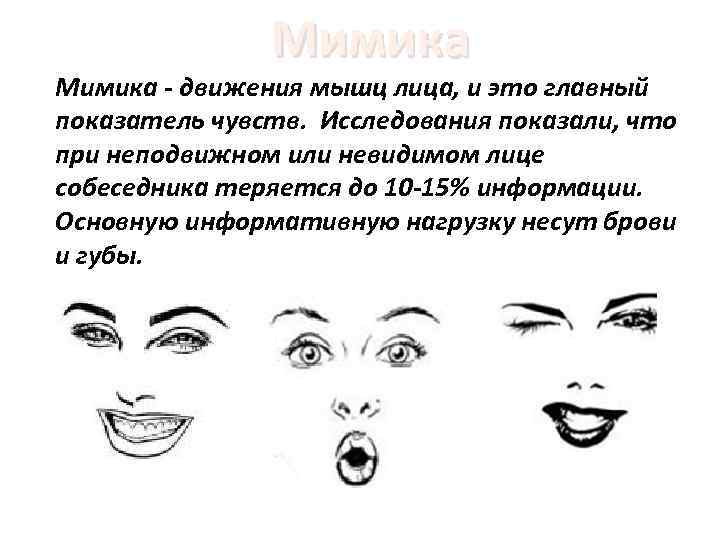 Мимика - движения мышц лица, и это главный показатель чувств. Исследования показали, что при