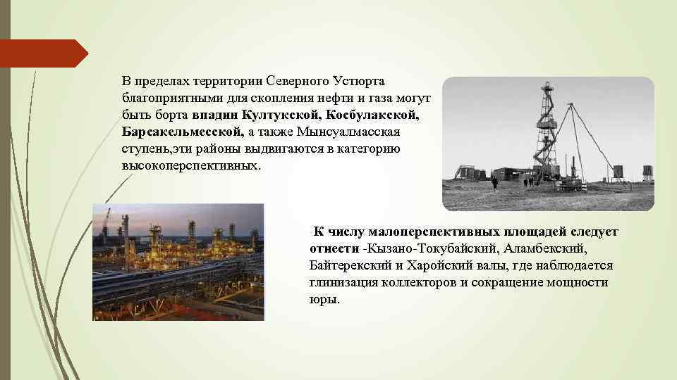 В пределах территории Северного Устюрта благоприятными для скопления нефти и газа могут быть борта