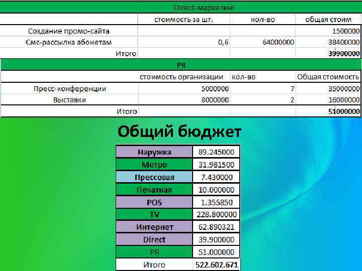 Общий бюджет 