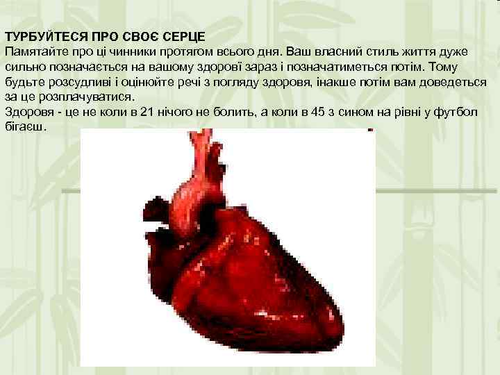 ТУРБУЙТЕСЯ ПРО СВОЄ СЕРЦЕ Памятайте про ці чинники протягом всього дня. Ваш власний стиль