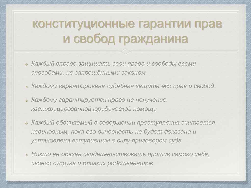 Конституционные гарантии прав и свобод человека и гражданина презентация