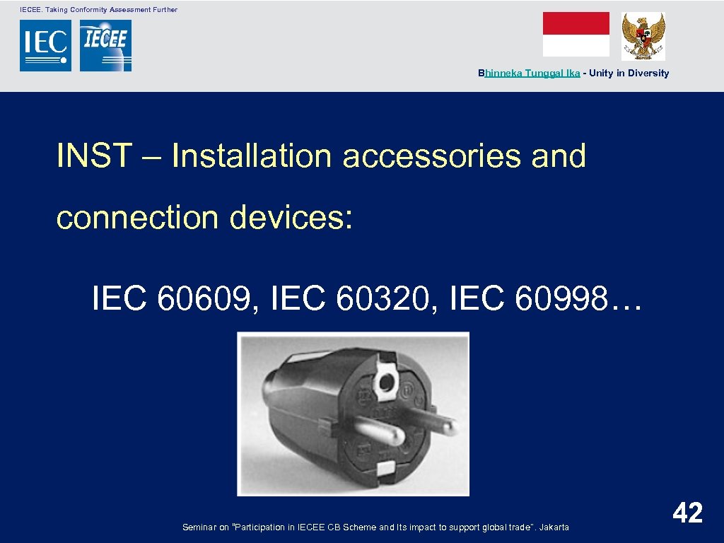  IECEE. Taking Conformity Assessment Further Bhinneka Tunggal Ika - Unity in Diversity INST