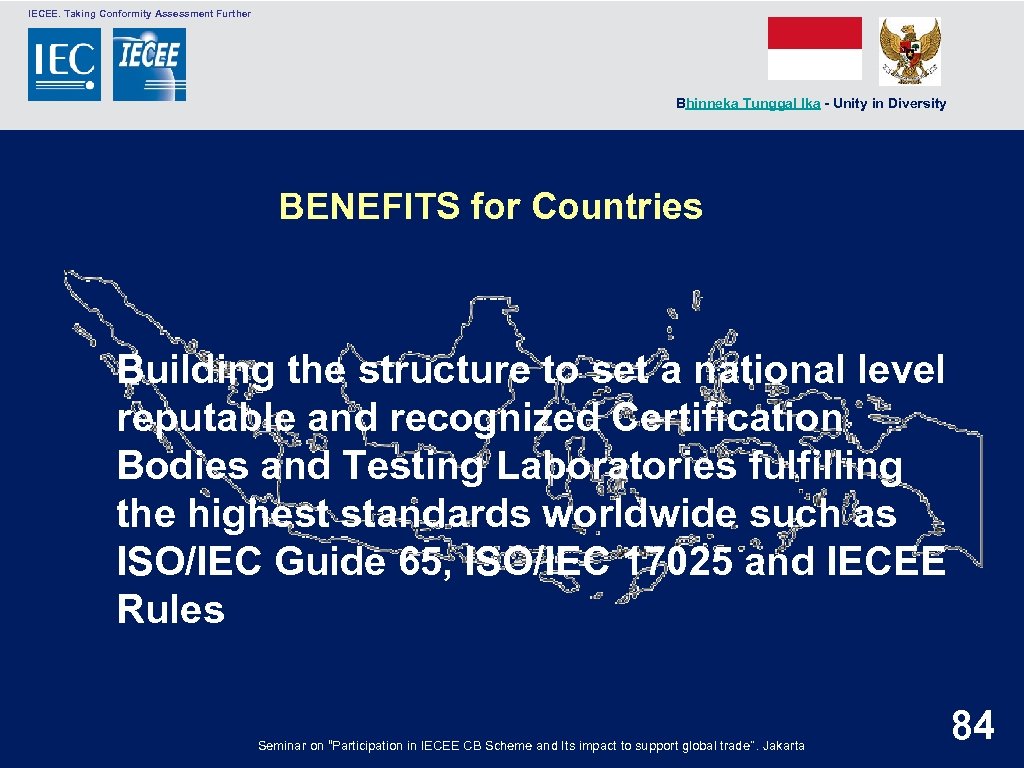  IECEE. Taking Conformity Assessment Further Bhinneka Tunggal Ika - Unity in Diversity BENEFITS