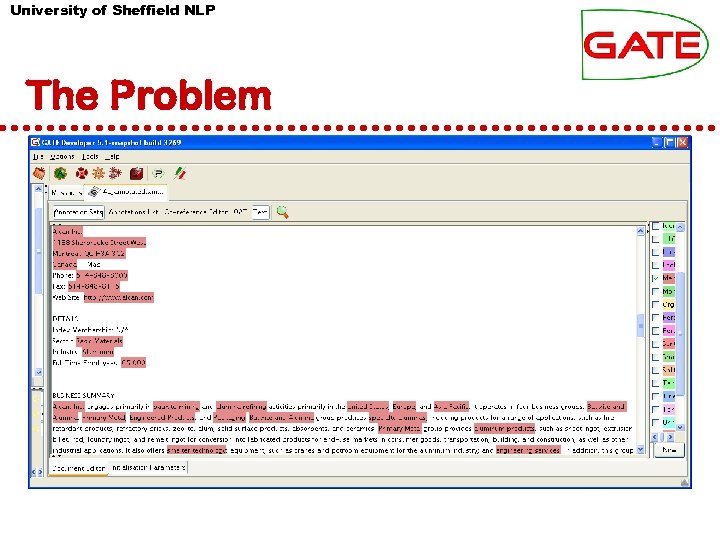University of Sheffield NLP The Problem 