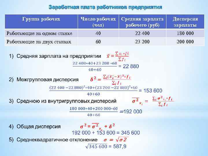 Дисперсия заработной платы. Дисперсия заработной платы формула. Вариация заработной платы. Как определить дисперсию заработной платы рабочих.