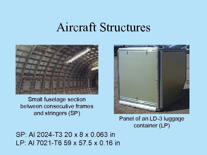 Aircraft Structures Small fuselage section between consecutive frames and stringers (SP) Panel of an