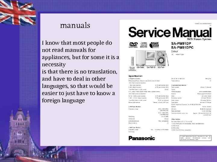 manuals I know that most people do not read manuals for appliances, but for