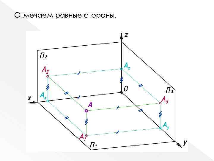 Отмечаем равные стороны. 