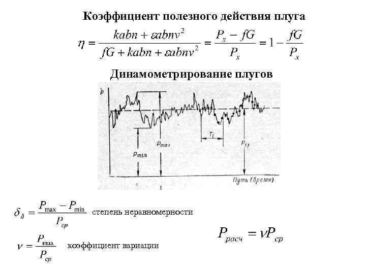 Коэффициент полезного действия плуга Динамометрирование плугов степень неравномерности коэффициент вариации 