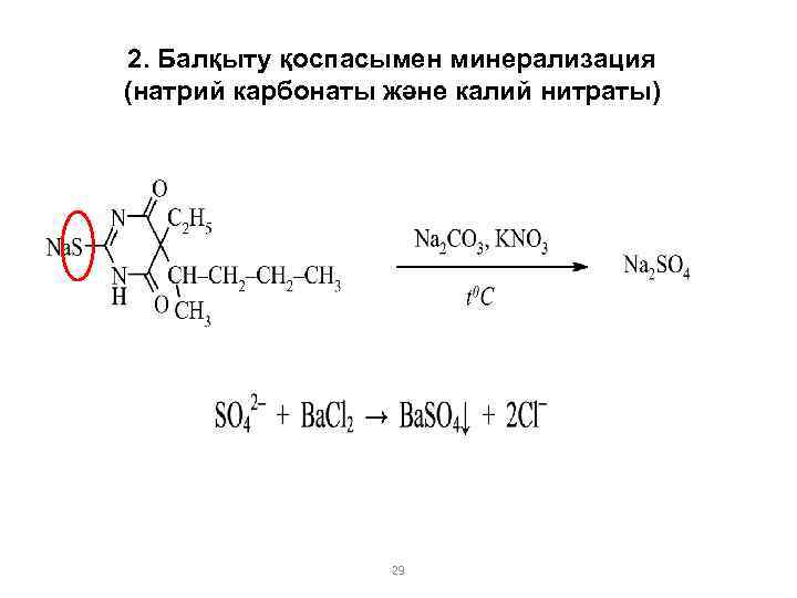 2. Балқыту қоспасымен минерализация (натрий карбонаты және калий нитраты) 29 
