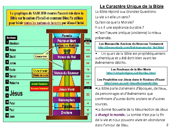 Le Caractère Unique de la Bible La Bible répond aux Grandes Questions: La vie