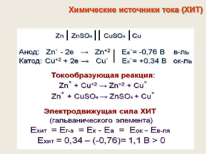 Химические источники тока (ХИТ) 