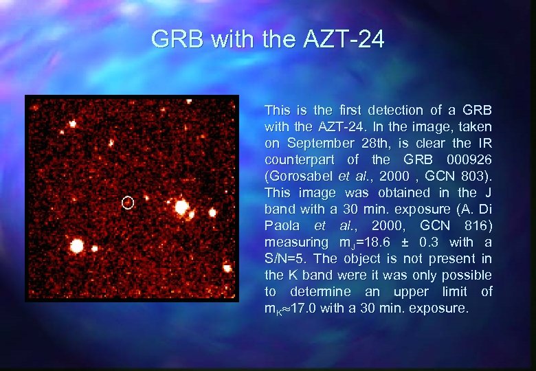 GRB with the AZT-24 This is the first detection of a GRB with the