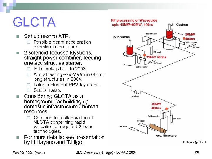 GLCTA n Set up next to ATF. ¨ n Possible beam acceleration exercise in