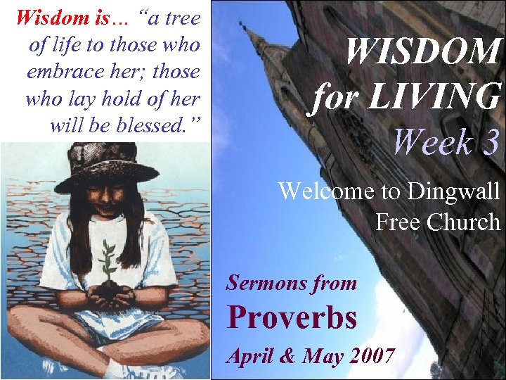 Wisdom is… “a tree of life to those who embrace her; those who lay