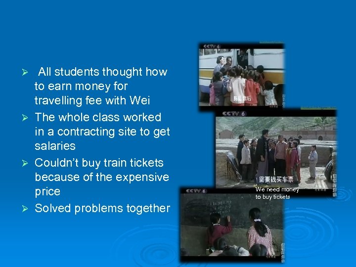  All students thought how to earn money for travelling fee with Wei Ø