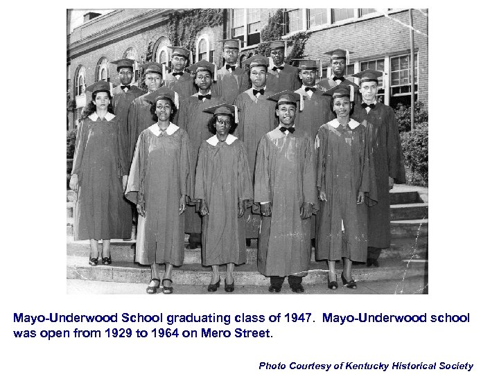 Mayo-Underwood School graduating class of 1947. Mayo-Underwood school was open from 1929 to 1964
