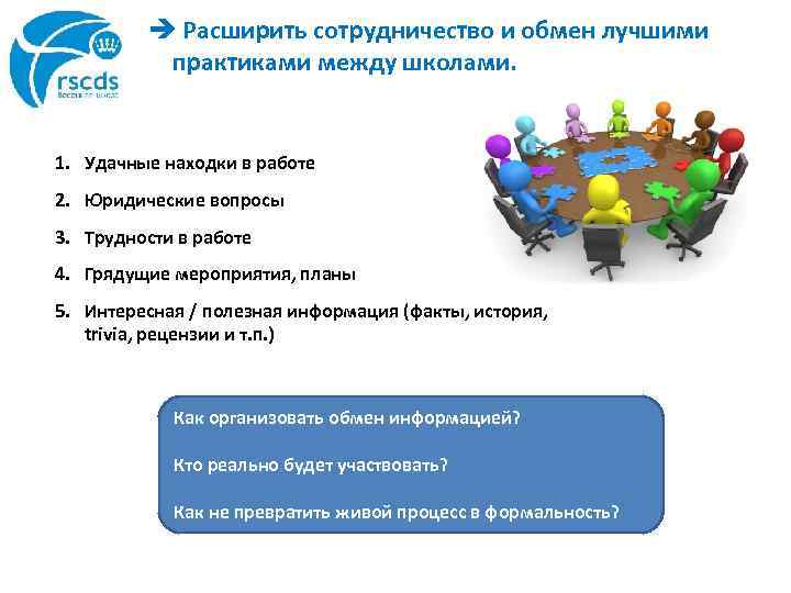 è Расширить сотрудничество и обмен лучшими практиками между школами. 1. Удачные находки в работе