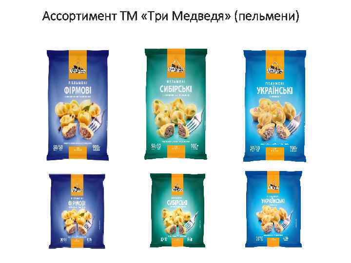 Ассортимент ТМ «Три Медведя» (пельмени) 