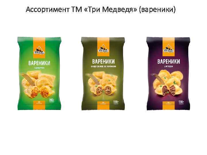 Ассортимент ТМ «Три Медведя» (вареники) 