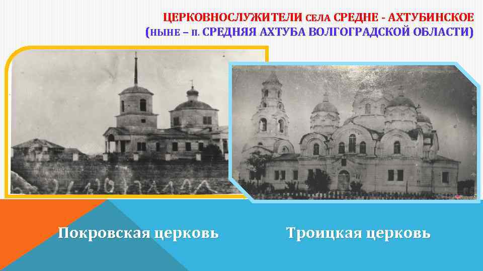 ЦЕРКОВНОСЛУЖИТЕЛИ СЕЛА СРЕДНЕ - АХТУБИНСКОЕ (НЫНЕ – П. СРЕДНЯЯ АХТУБА ВОЛГОГРАДСКОЙ ОБЛАСТИ) Покровская церковь