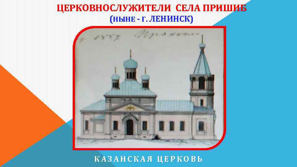 ЦЕРКОВНОСЛУЖИТЕЛИ СЕЛА ПРИШИБ (НЫНЕ - Г. ЛЕНИНСК) КАЗАНСКАЯ ЦЕРКОВЬ 