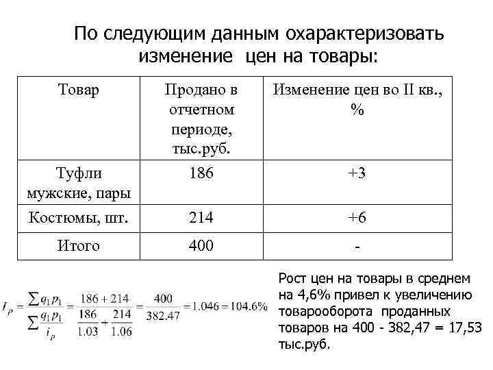 Дали следующие данные в первой. Количество единиц проданной продукции. Среднее изменение цен на реализованную продукцию. Охарактеризовать изменение цен на продукцию в каждом городе..