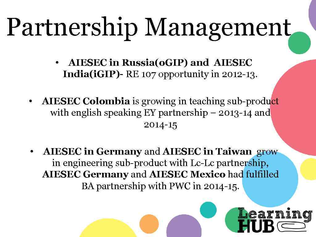 Partnership Management • AIESEC in Russia(o. GIP) and AIESEC India(i. GIP)- RE 107 opportunity