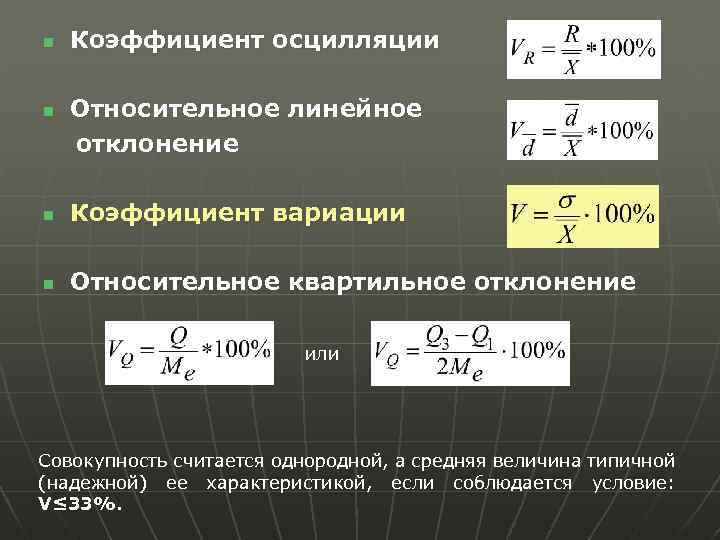 Показатели отклонений