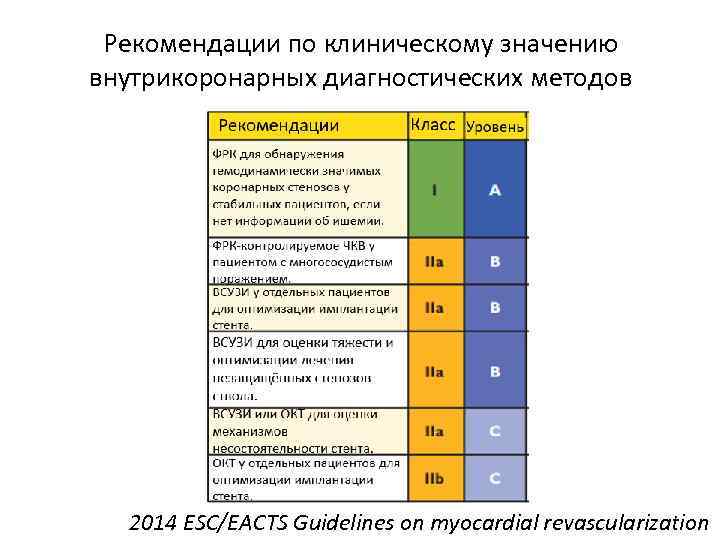 Рекомендации по клиническому значению внутрикоронарных диагностических методов 2014 ESC/EACTS Guidelines on myocardial revascularization 