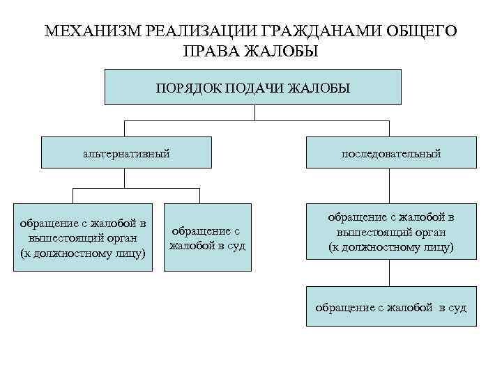 МЕХАНИЗМ РЕАЛИЗАЦИИ ГРАЖДАНАМИ ОБЩЕГО ПРАВА ЖАЛОБЫ ПОРЯДОК ПОДАЧИ ЖАЛОБЫ альтернативный обращение с жалобой в