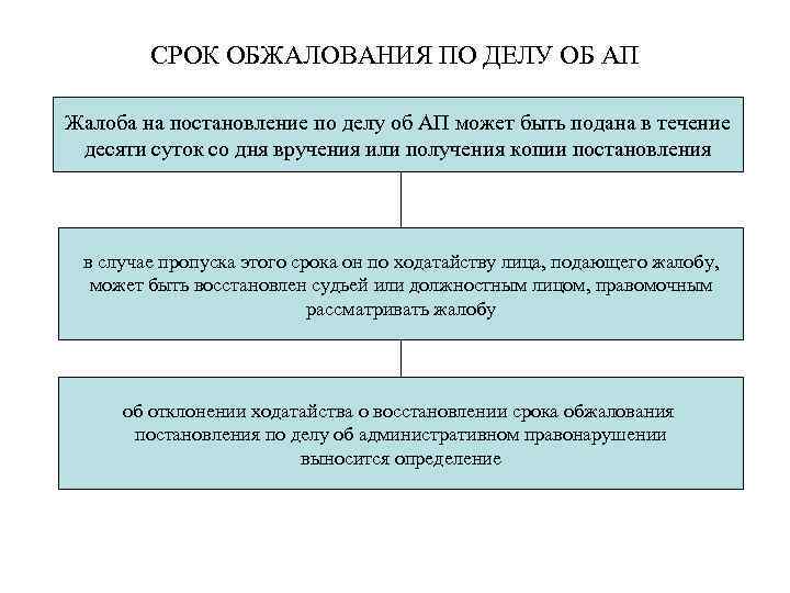 СРОК ОБЖАЛОВАНИЯ ПО ДЕЛУ ОБ АП Жалоба на постановление по делу об АП может