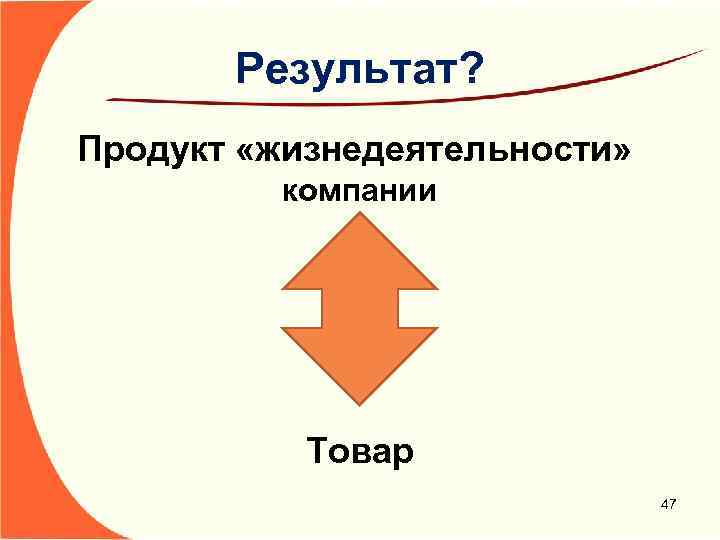 Результат? Продукт «жизнедеятельности» компании Товар 47 