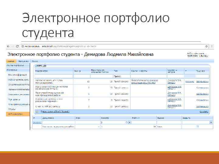 Электронное портфолио студента 