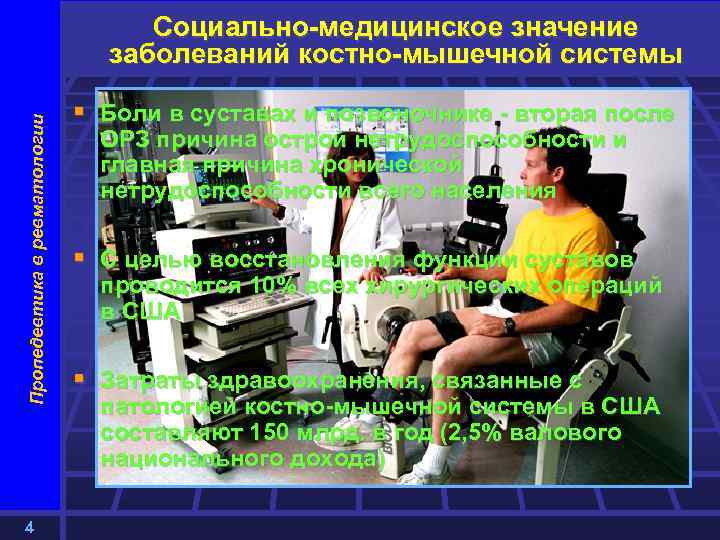 Пропедевтика в ревматологии Социально-медицинское значение заболеваний костно-мышечной системы 4 § Боли в суставах и