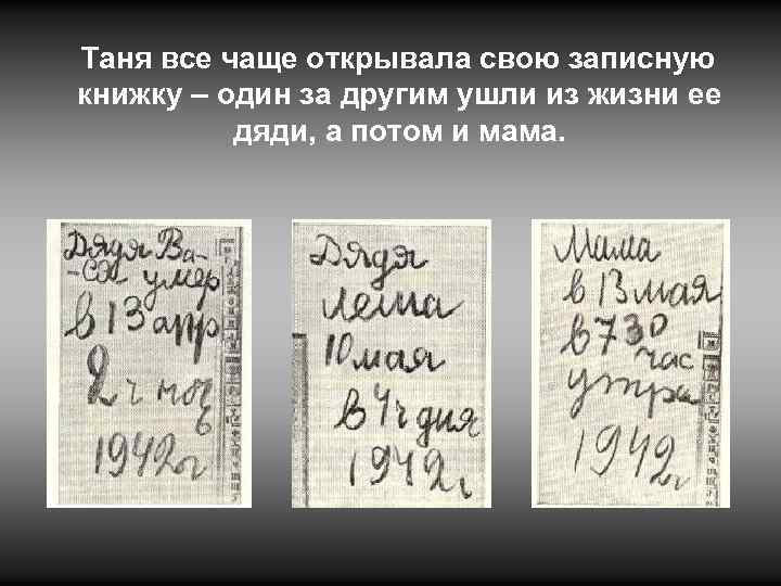 Таня все чаще открывала свою записную книжку – один за другим ушли из жизни