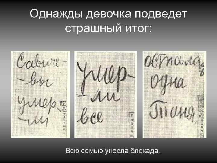 Однажды девочка подведет страшный итог: Всю семью унесла блокада. 
