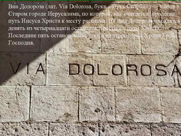 Ви а Долоро за (лат. Via Dolorosa, букв. «Путь Скорби» ) — улица в
