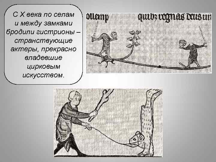 С X века по селам и между замками бродили гистрионы – странствующие актеры, прекрасно