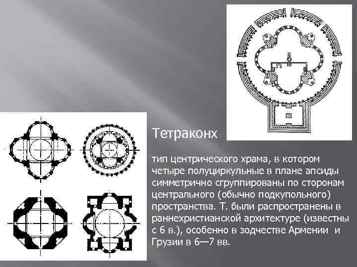 Тетраконх тип центрического храма, в котором четыре полуциркульные в плане апсиды симметрично сгруппированы по