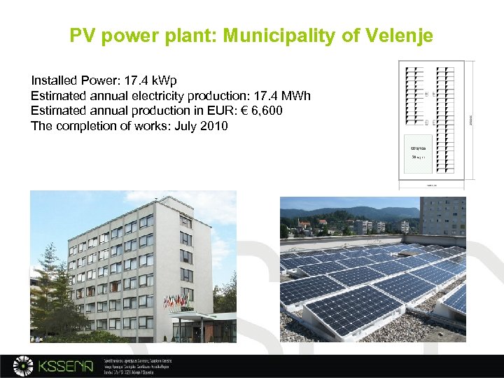 PV power plant: Municipality of Velenje Installed Power: 17. 4 k. Wp Estimated annual