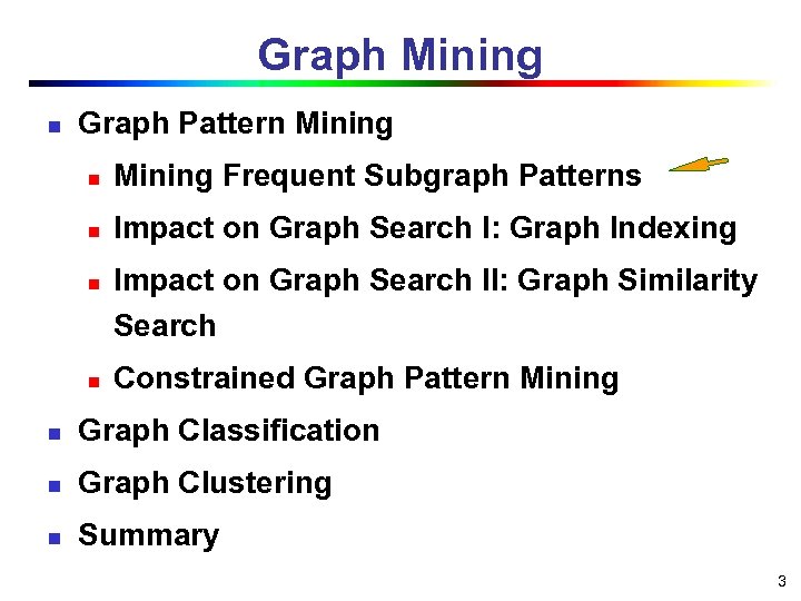 Graph Mining n Graph Pattern Mining Frequent Subgraph Patterns n Impact on Graph Search