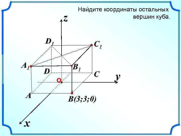 Вычислите координаты вершины. Координаты точек Куба. Координаты вершин Куба в системе координат. Координаты вершин Куба в прямоугольной системе координат. Куб в прямоугольной системе координат.