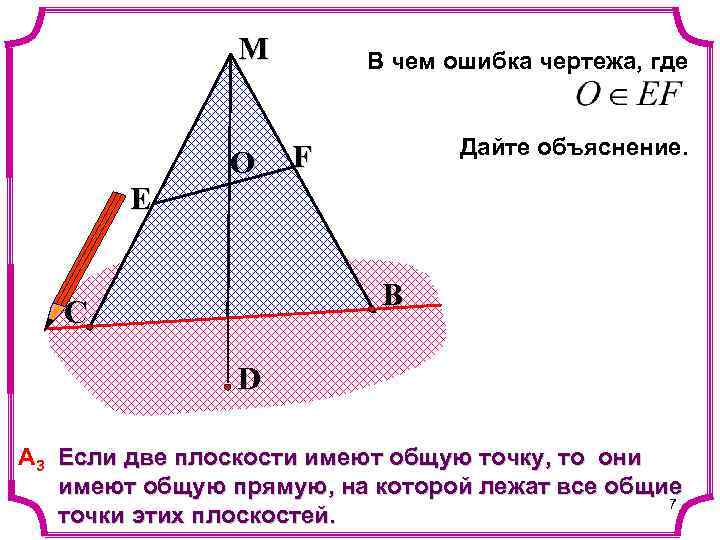 М Е О В чем ошибка чертежа, где Дайте объяснение. F B С D