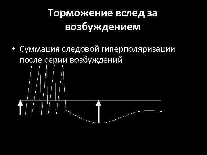 Торможение вслед за возбуждением • Суммация следовой гиперполяризации после серии возбуждений 