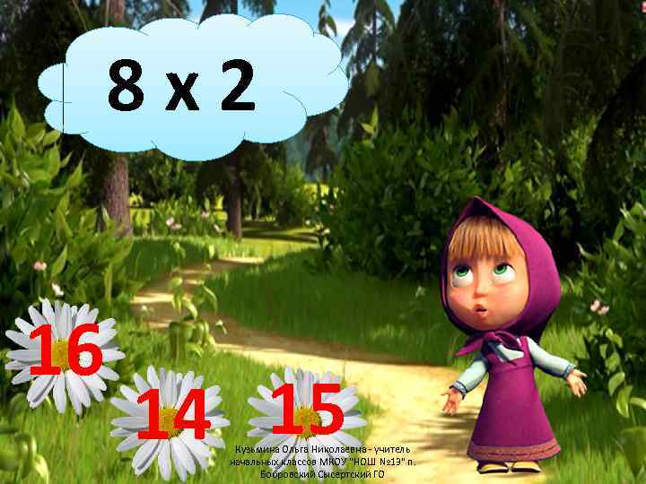 8 x 2 16 14 15 Кузьмина Ольга Николаевна - учитель начальных классов МКОУ