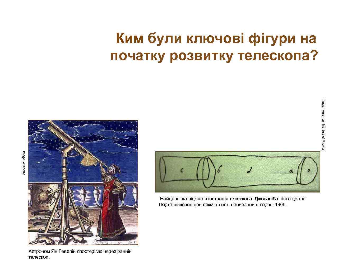 Ким були ключові фігури на початку розвитку телескопа? Image: American Institute of Physics Image: